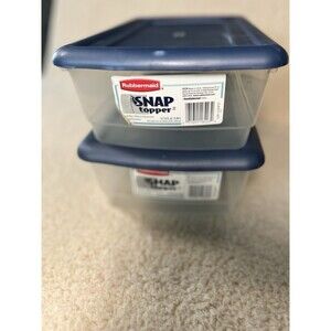 Vintage Rubbermaid Snap Toppers 5.7 Qt 11.4 L Container Blue HTF Set Of 2